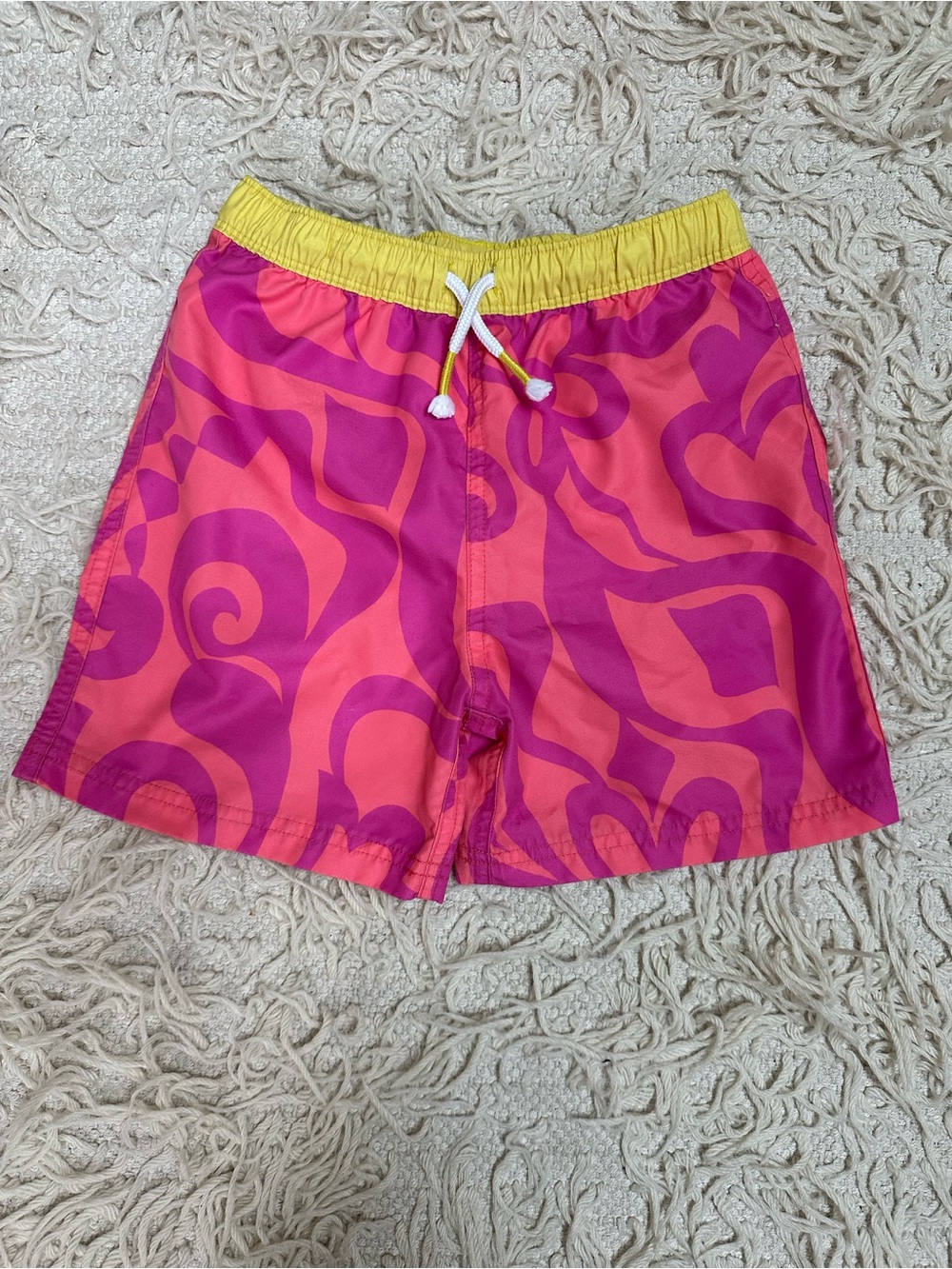 Mini Boden Boys Swim Shorts - Pink & Yellow Size 6-7 EUC